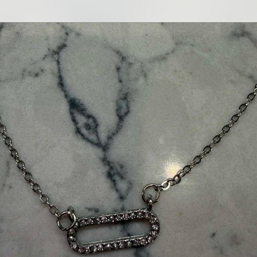Target Silver Crystal Oval Bar Necklace - Women Jewelry 10$
